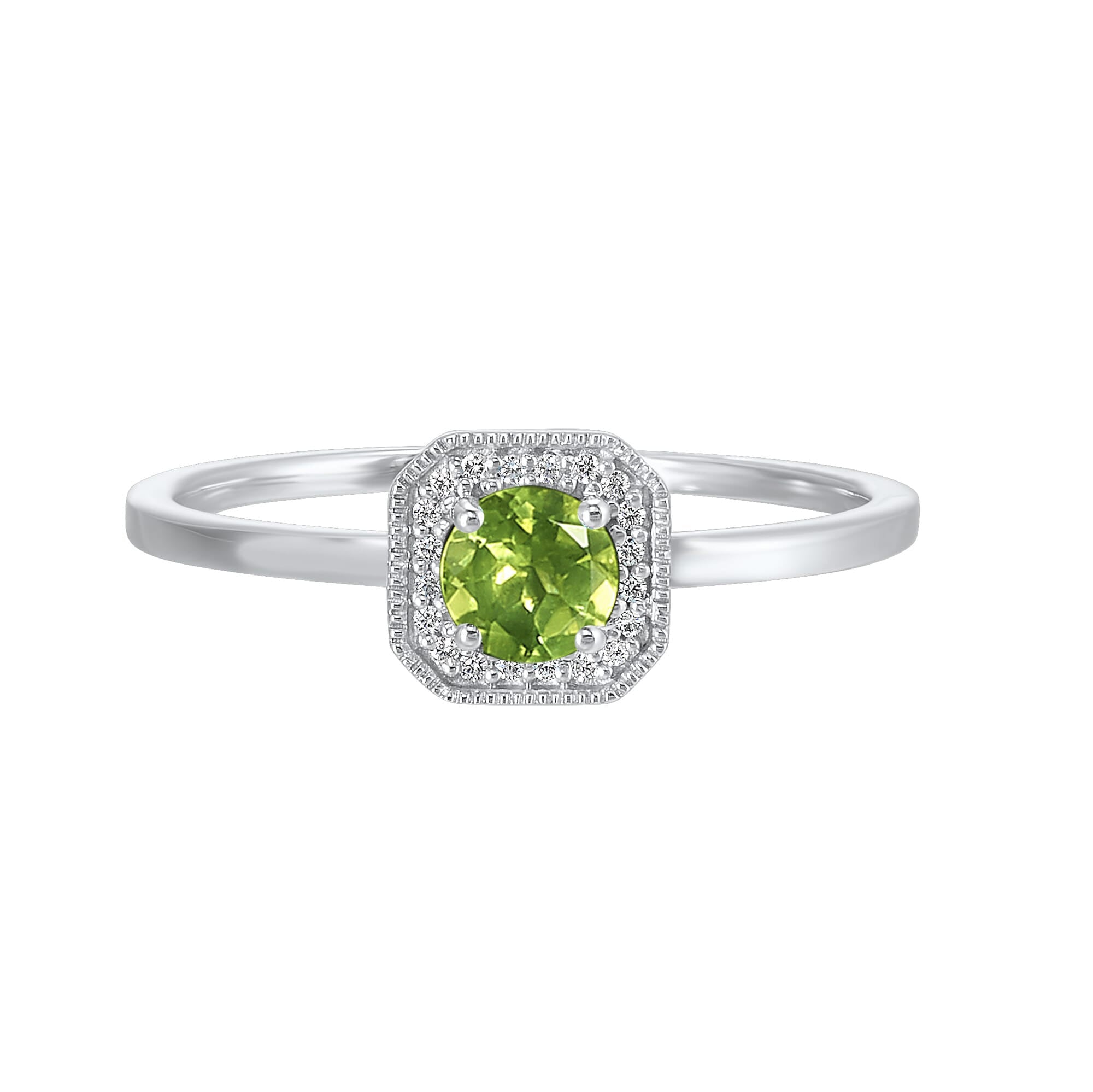 10K WG 1/12 ct. tw. Diamond Halo & 1/2 ct. tw. Peridot Ring