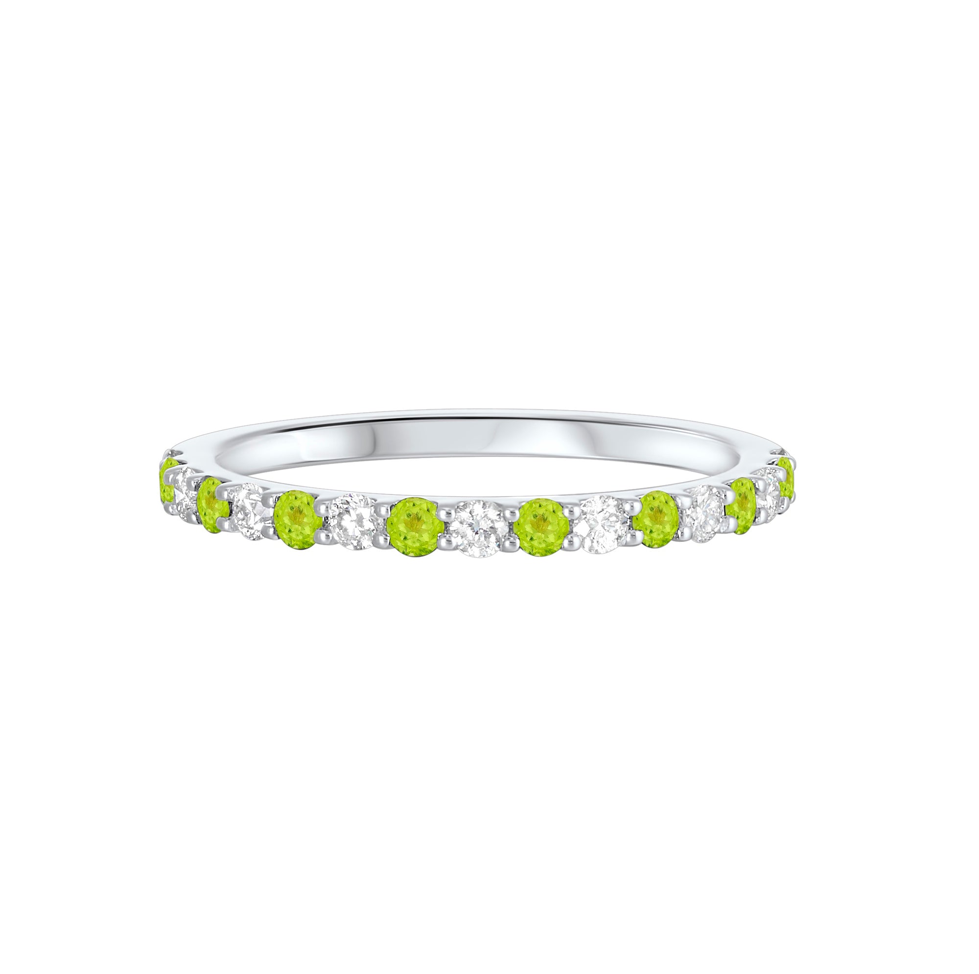 10K WG 1/5 ct. tw. Diamond & 1/6 ct. tw. Peridot Stackable Ring