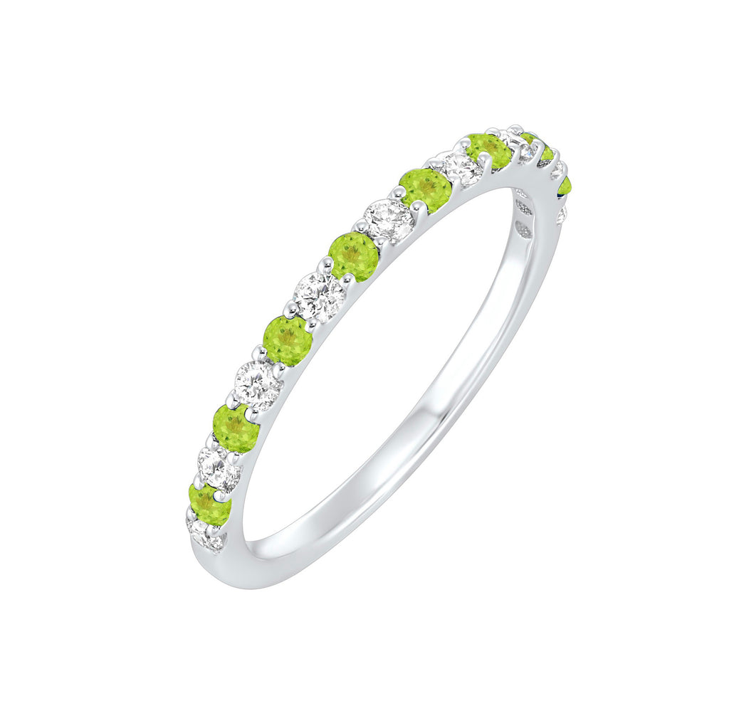 10K WG 1/5 ct. tw. Diamond & 1/6 ct. tw. Peridot Stackable Ring