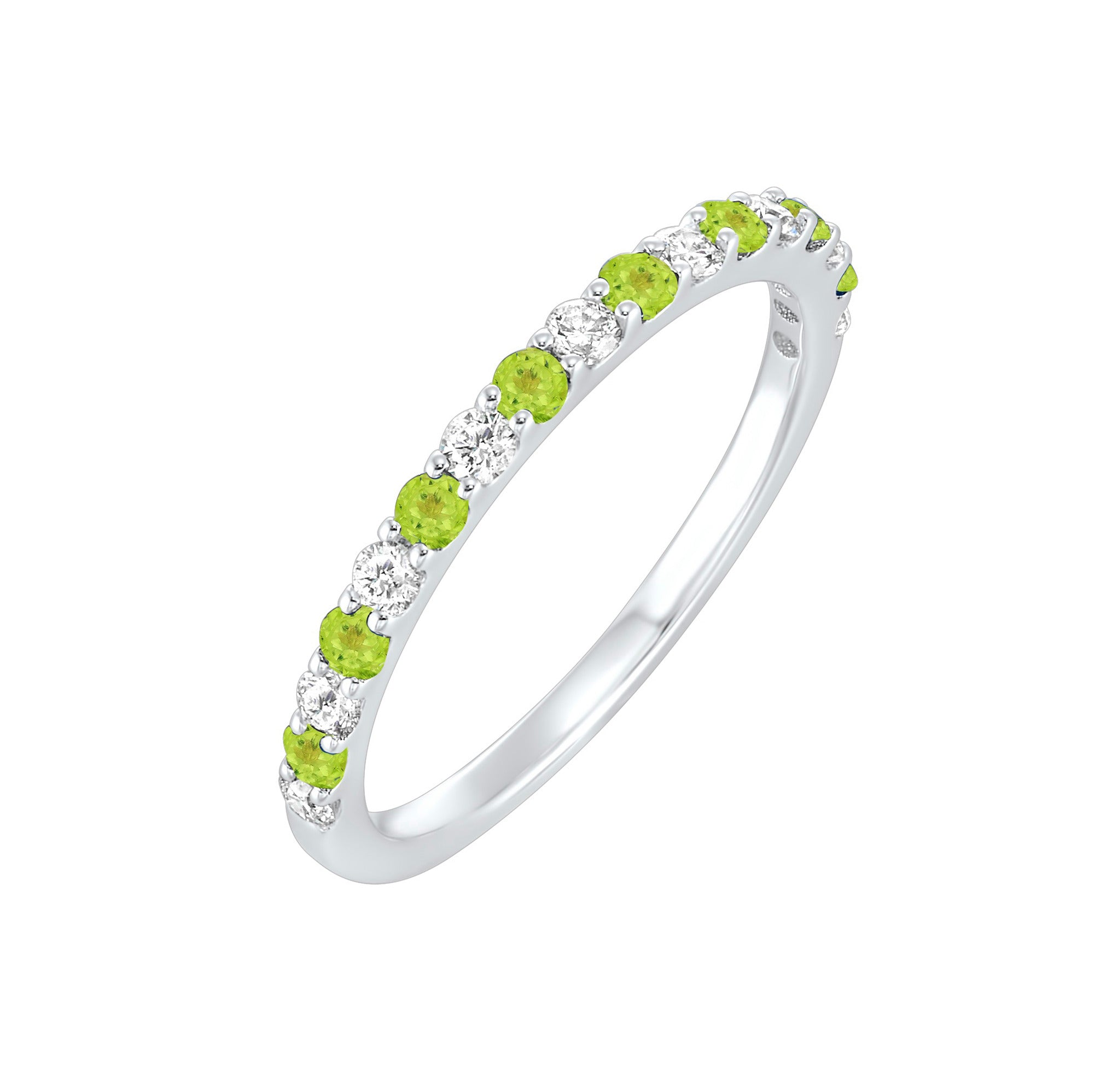10K WG 1/5 ct. tw. Diamond & 1/6 ct. tw. Peridot Stackable Ring