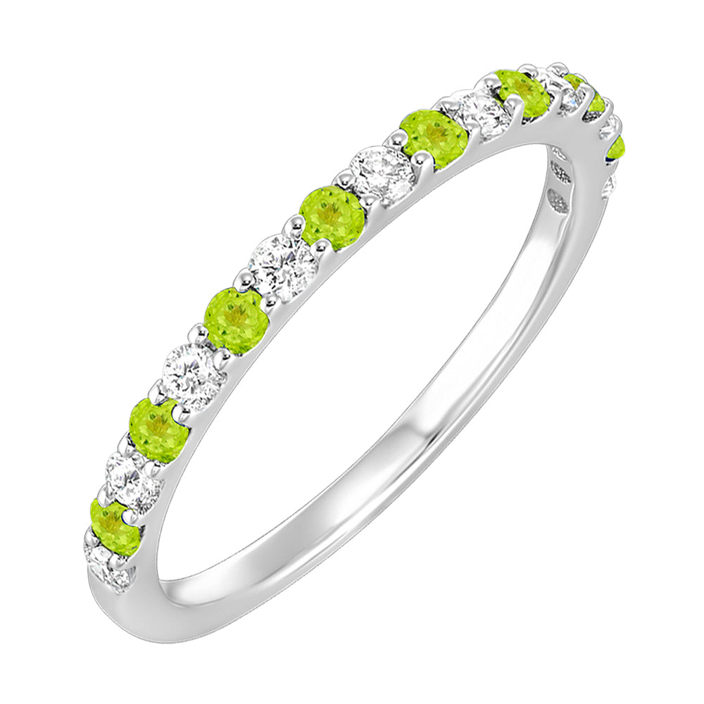14K WG 1/5 ct. tw. Diamond & 1/3 ct. tw. Peridot Stackable Ring