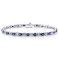 14K White Gold Diamond Sapphire Tennis Bracelet
