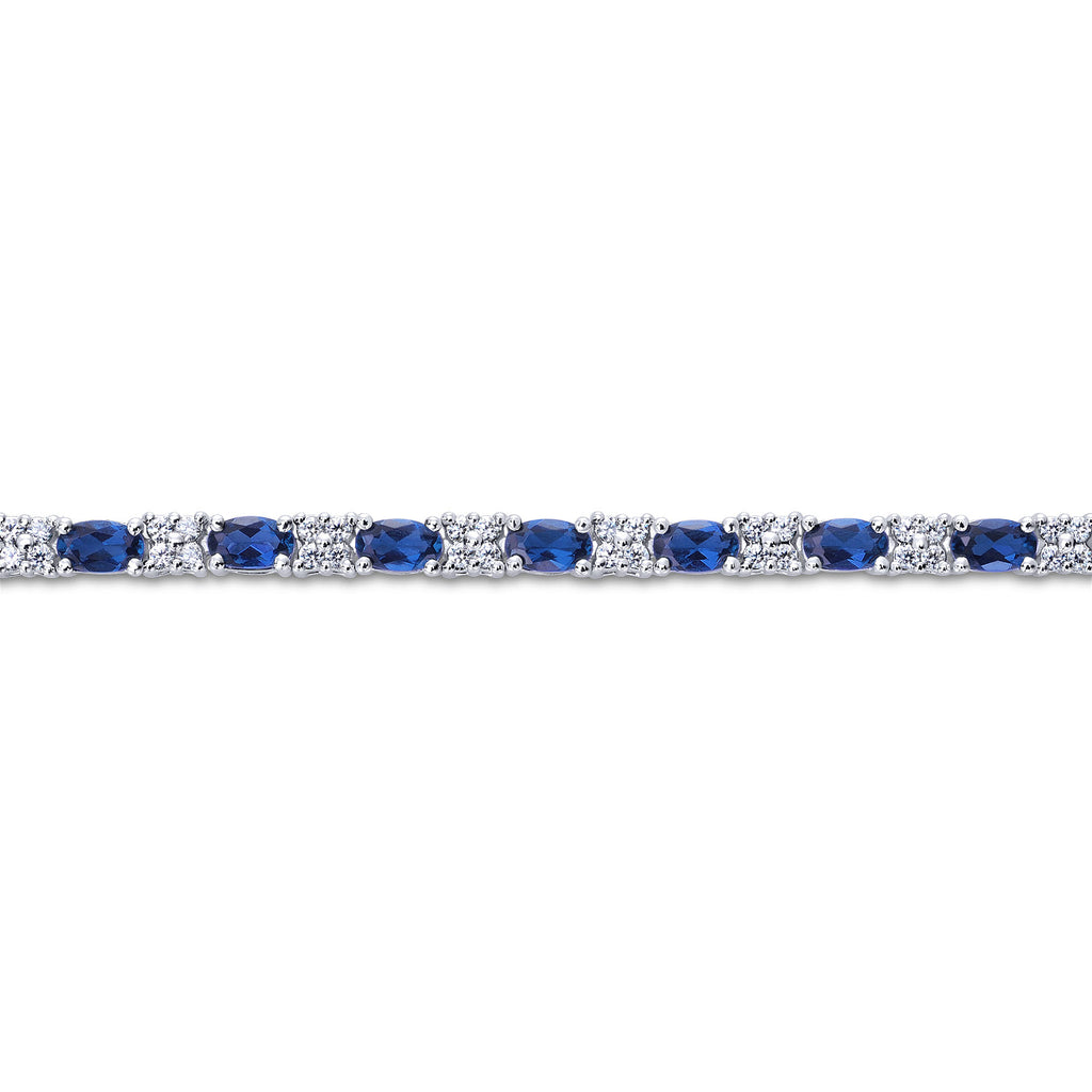 14K White Gold Diamond Sapphire Tennis Bracelet