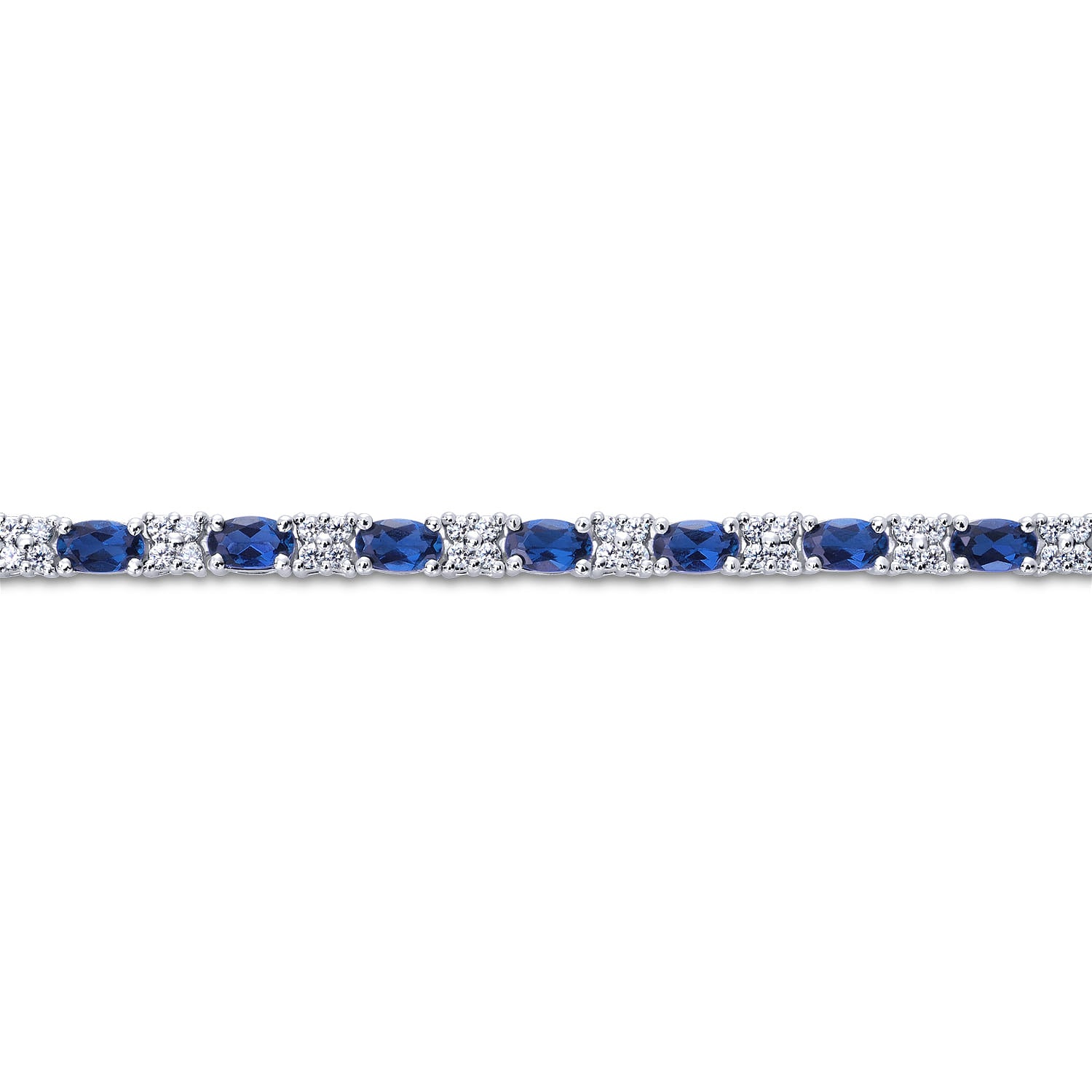 14K White Gold Diamond Sapphire Tennis Bracelet