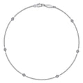 14K White Gold Ankle Bracelet with Marquise Shaped Diamond Stations