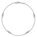14K White Gold Ankle Bracelet with Rectangular Diamond Stations