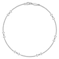 14K White Gold Ankle Bracelet with Open Leaf Diamond Stations