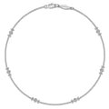 14K White Gold Ankle Bracelet with Swirly Diamond Stations
