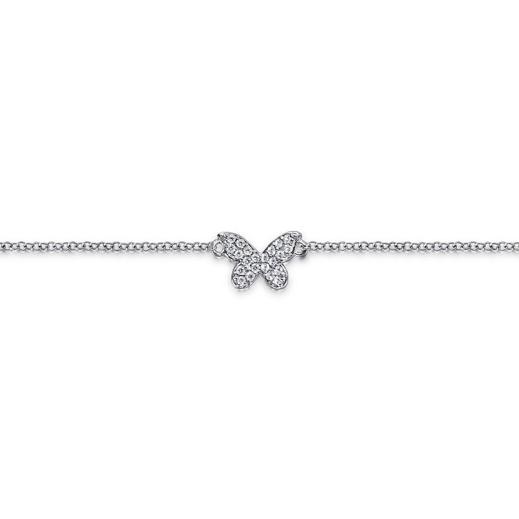 925 Sterling Silver and White Sapphire Butterfly Anklet