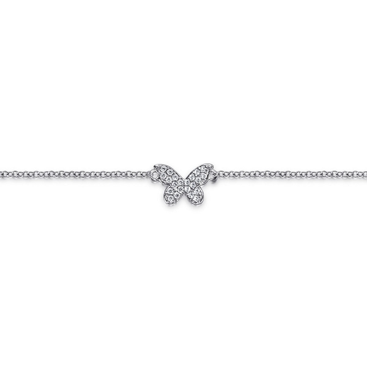 925 Sterling Silver and White Sapphire Butterfly Anklet
