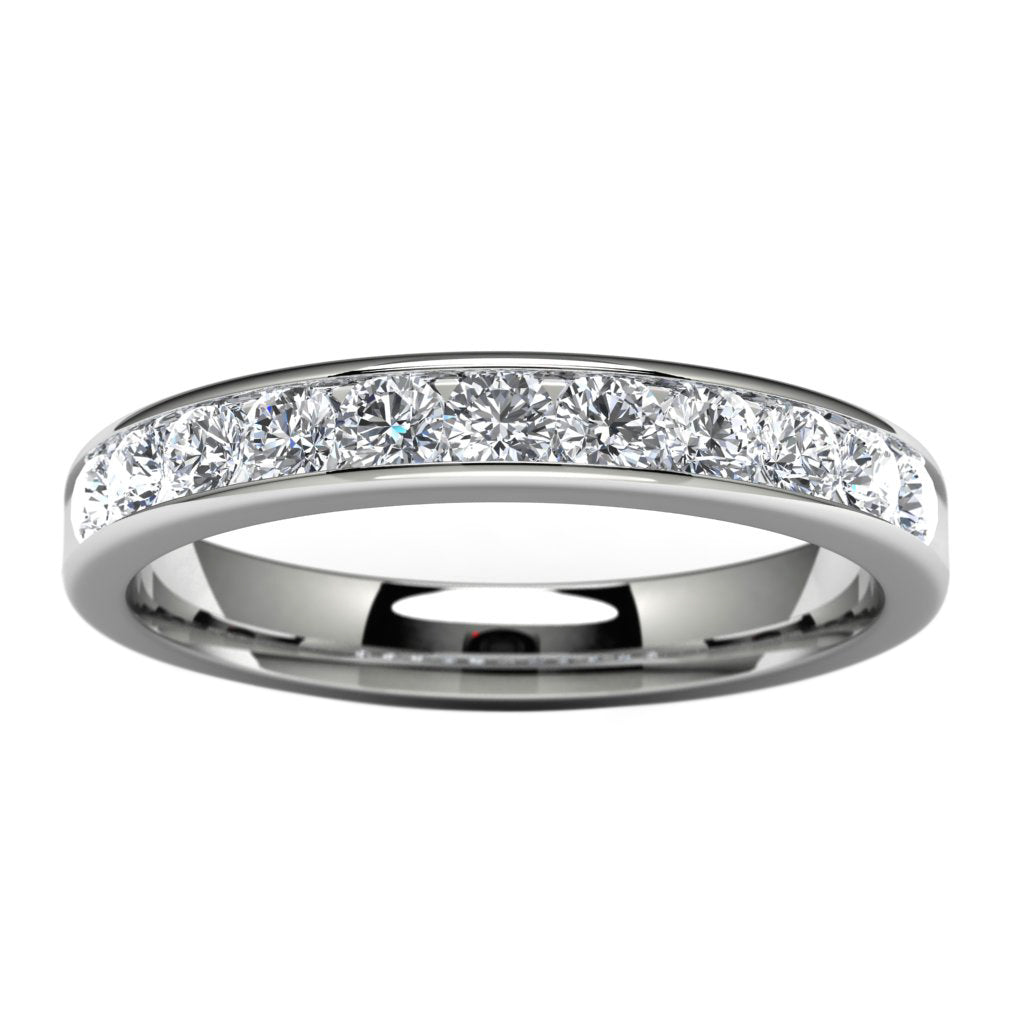 14k White Gold Channel Set Wedding Band Angle View