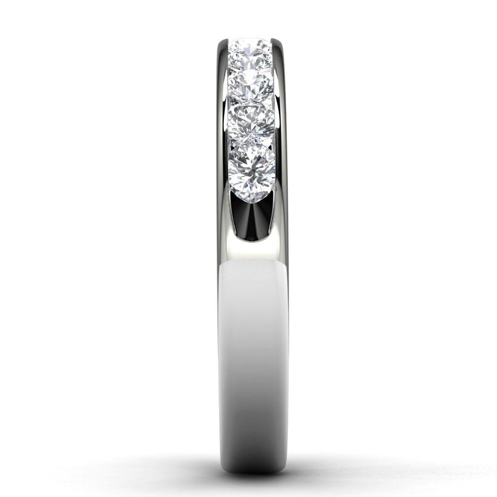 14k White Gold Channel Set Wedding Band Side View