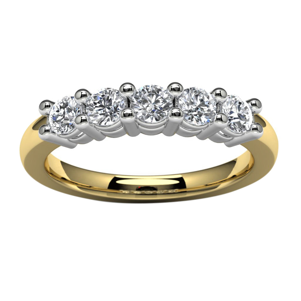 14k Yellow Gold Side Stone Wedding Band Angle View