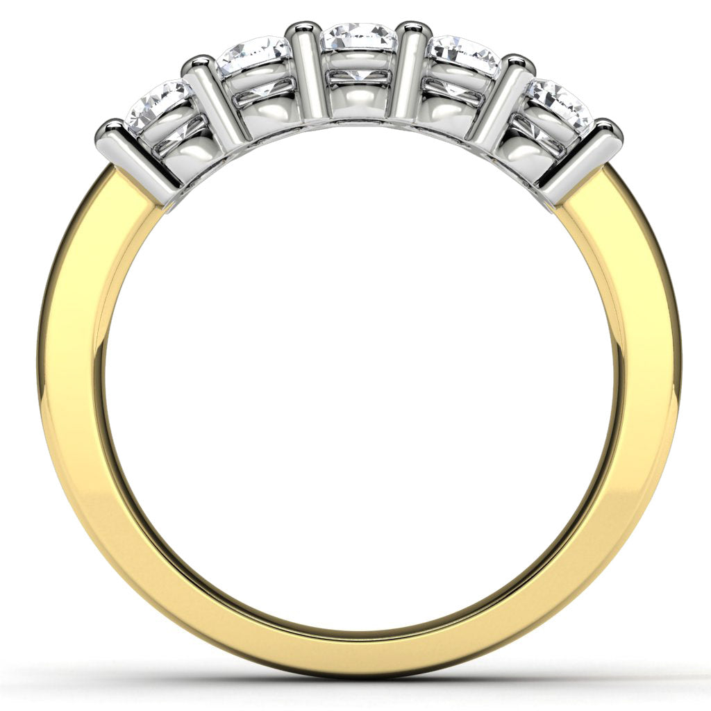 14k Yellow Gold Side Stone Wedding Band Finger View