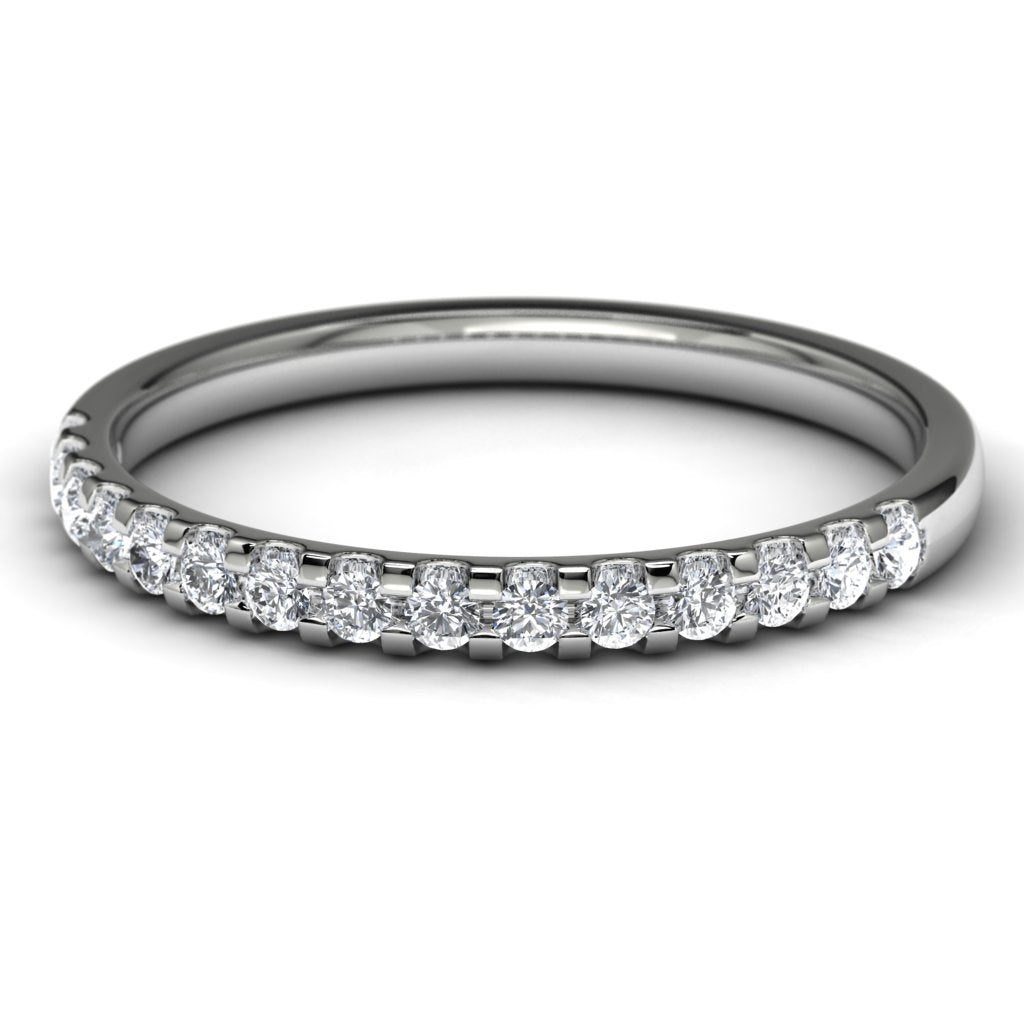 14k White Gold Wedding Band Front View