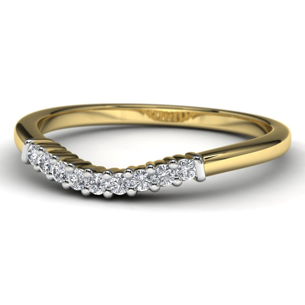 14k Yellow Gold Diamond Wedding Band Front View