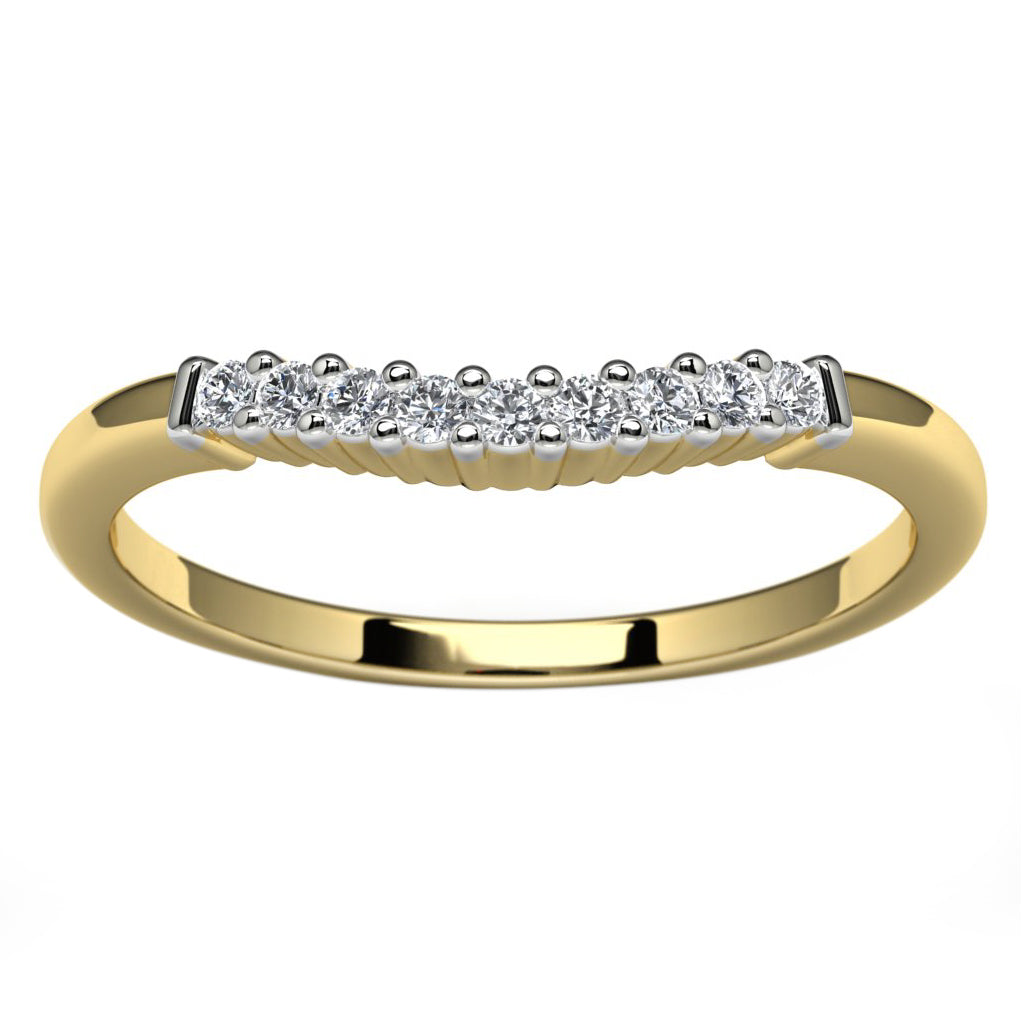 14k Yellow Gold Diamond Wedding Band Angle View