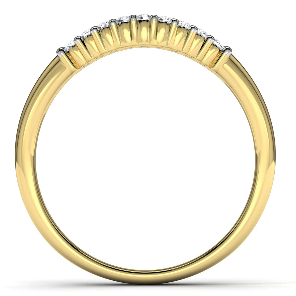 14k Yellow Gold Diamond Wedding Band Finger View