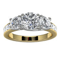 14k Two Tone Three Diamond Channel Set Engagement Ring Angle View