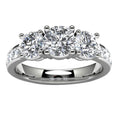14k White Gold Three Diamond Engagement Ring Angle View