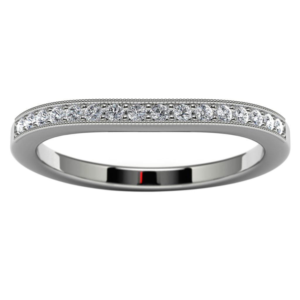14k White Gold Wedding Band Angled View