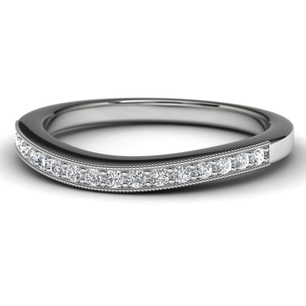 14k White Gold Wedding Band Front View