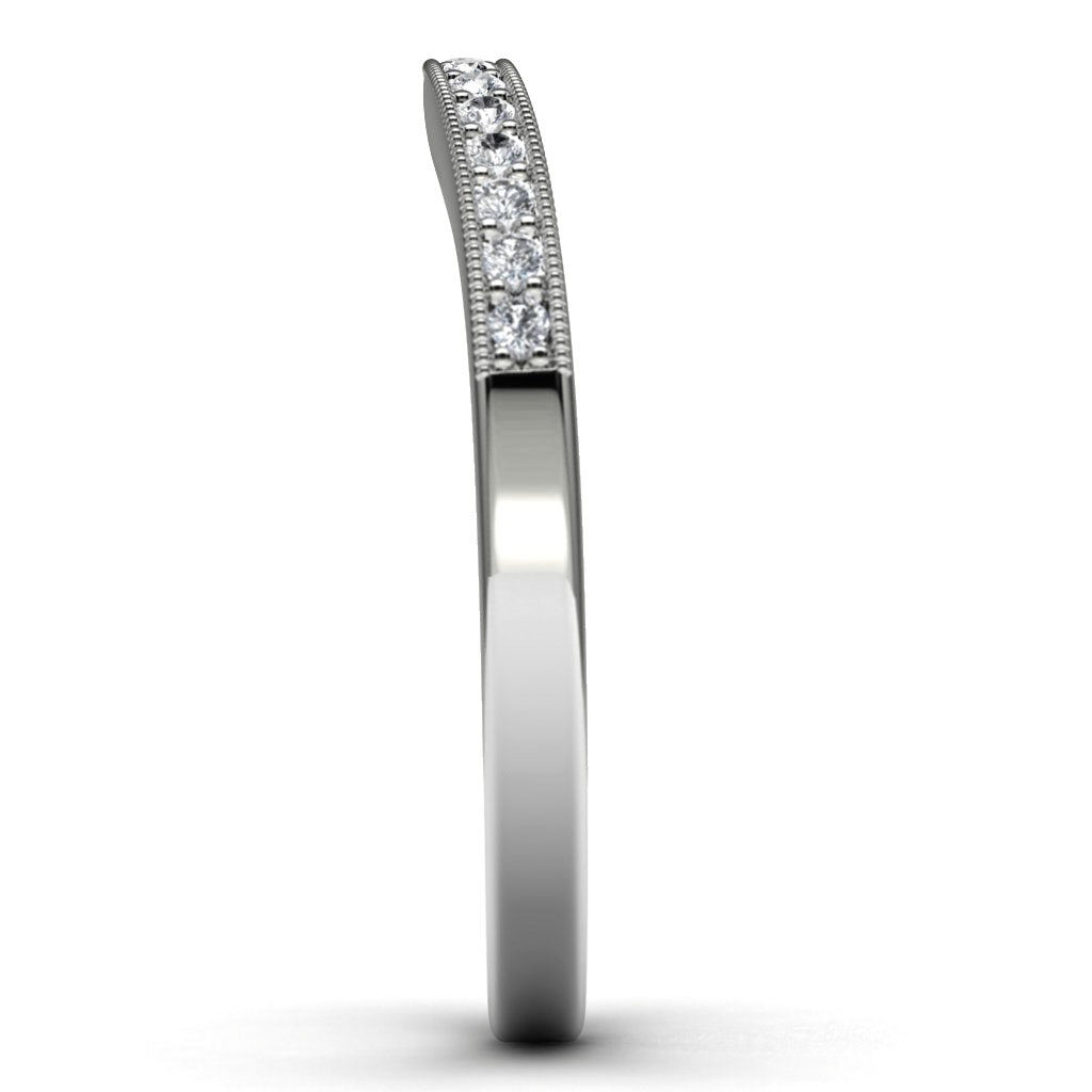 14k White Gold Wedding Band Side View