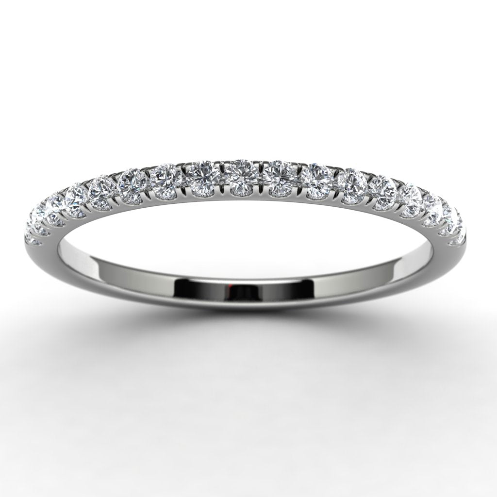 14k White Gold Round Side Stone Anniversary Band Angle View
