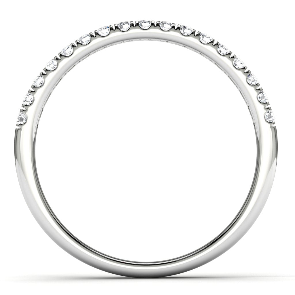 14k White Gold Round Side Stone Anniversary Band Finger View