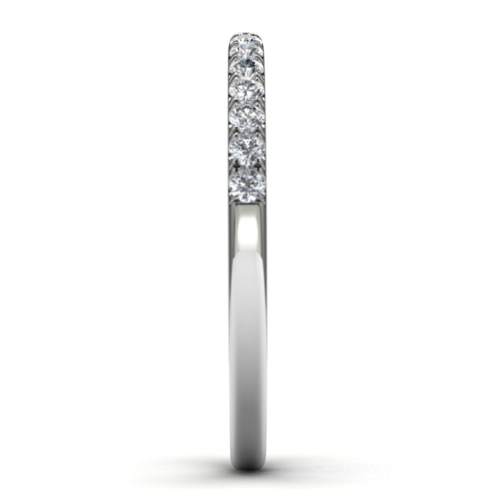 14k White Gold Round Side Stone Anniversary Band Side View