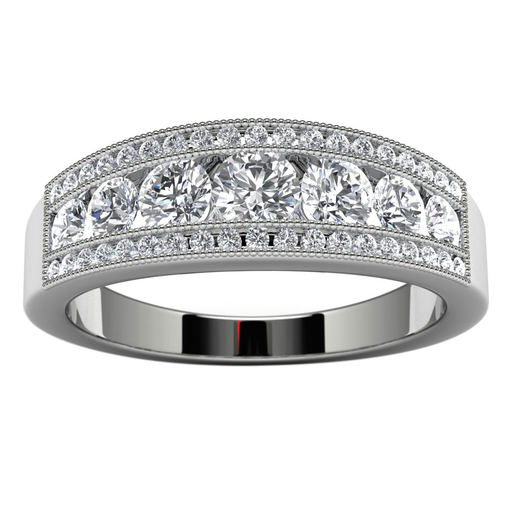 14k White Gold Diamond Wedding Band Angle View