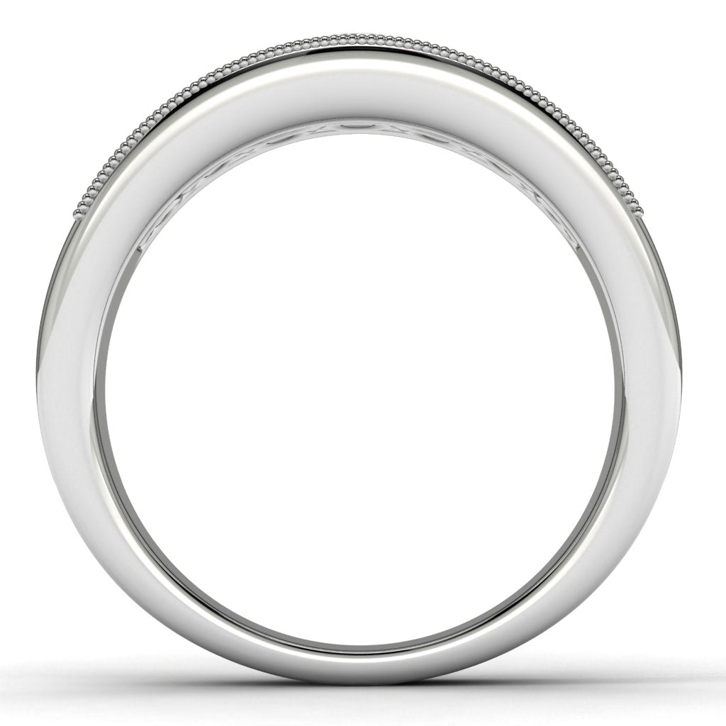 14k White Gold Diamond Wedding Band Finger View