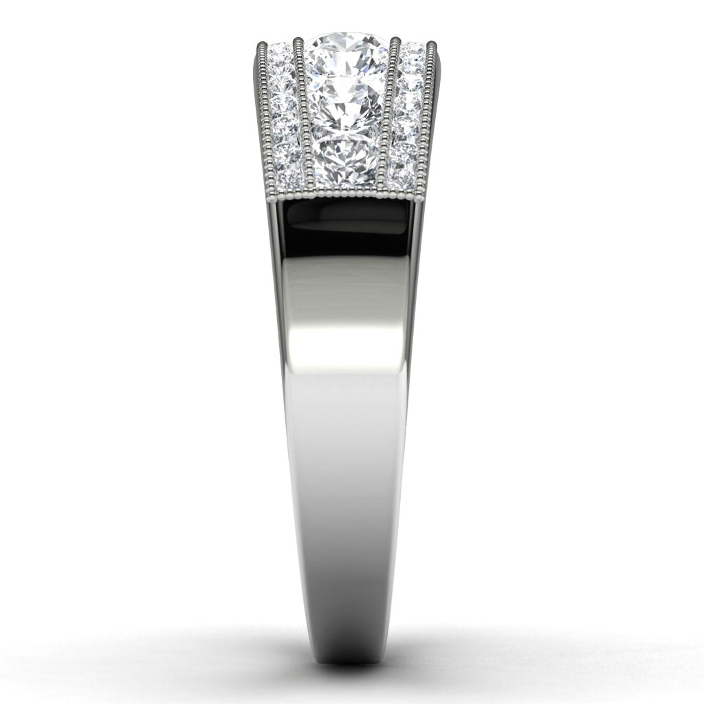 14k White Gold Diamond Wedding Band Side View