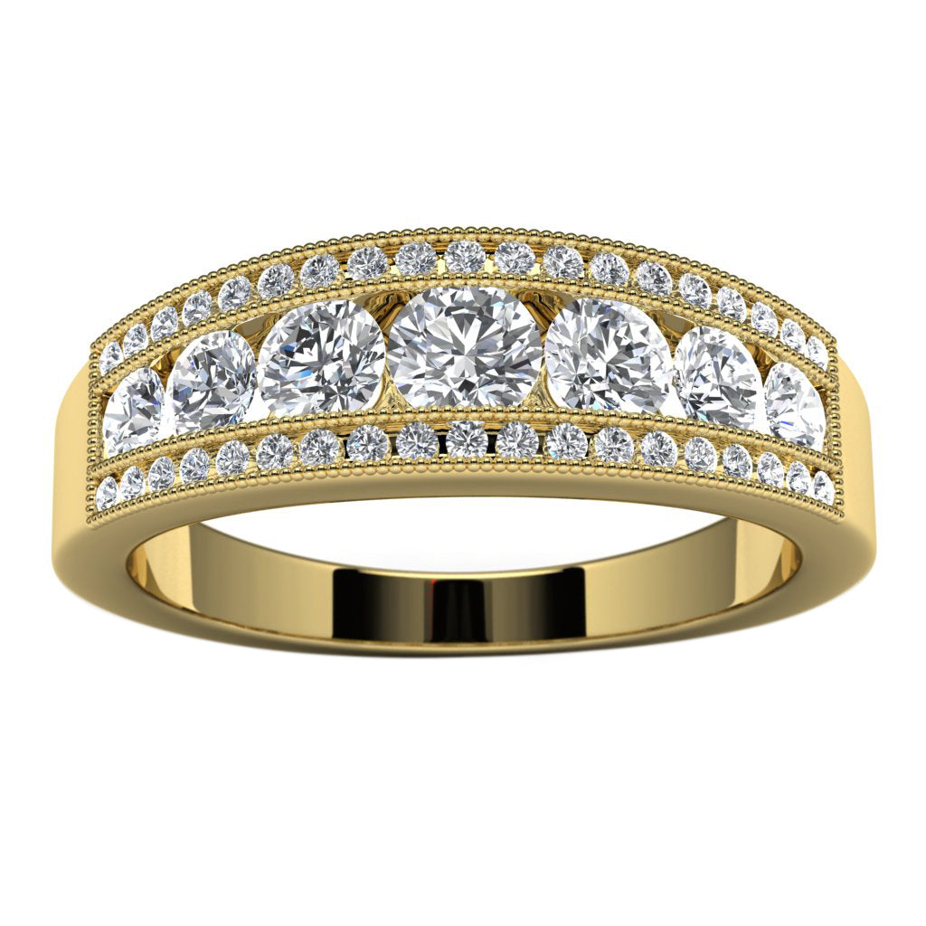 14k Yellow Gold Diamond Wedding Band Angle View
