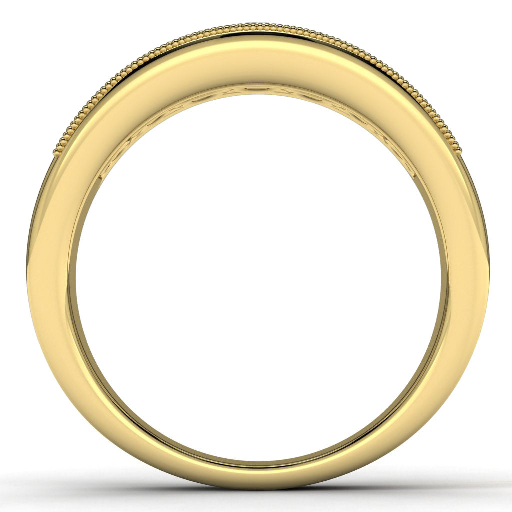 14k Yellow Gold Diamond Wedding Band Finger View