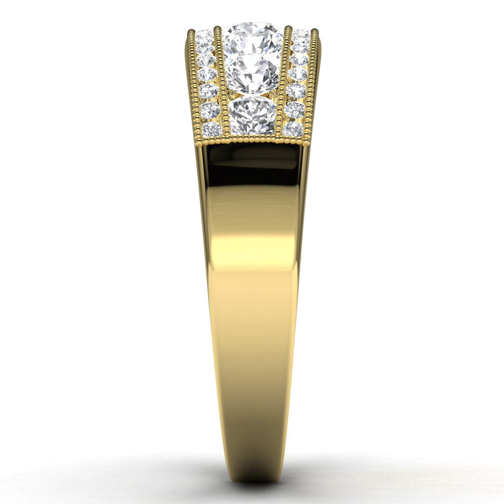 14k Yellow Gold Diamond Wedding Band Side View