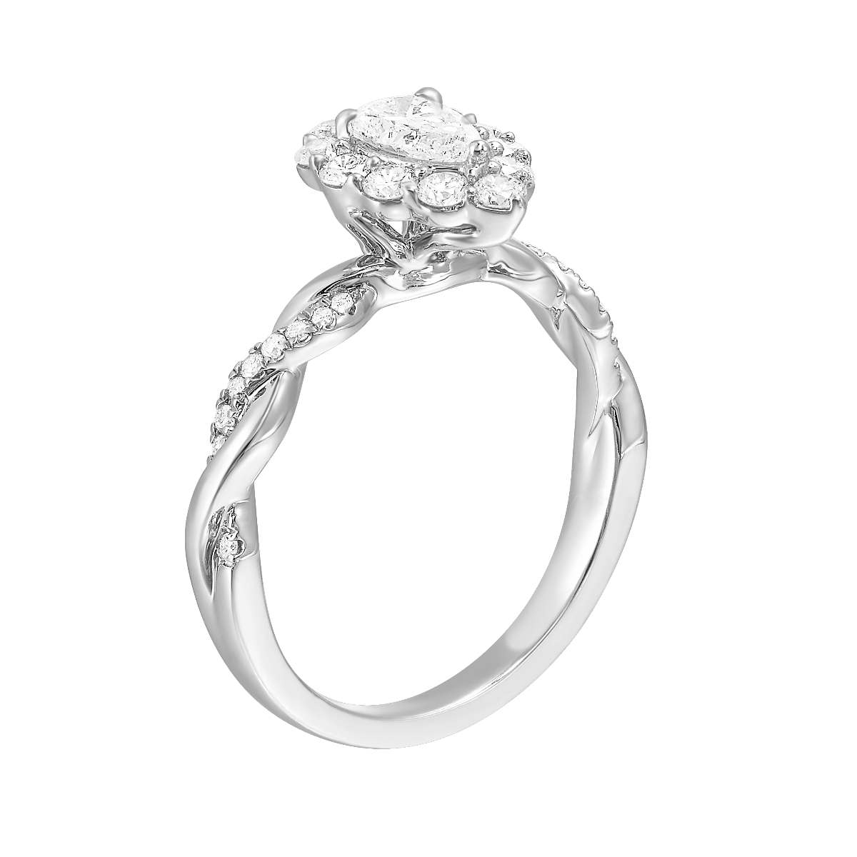 14k White Gold Pear Lab Grown Diamond