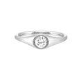 14k White Gold Lab Grown Round Center Stone Signet Ring