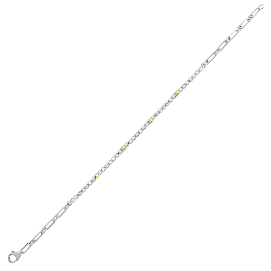 Round Diamond White and Yellow Gold Bracelet
