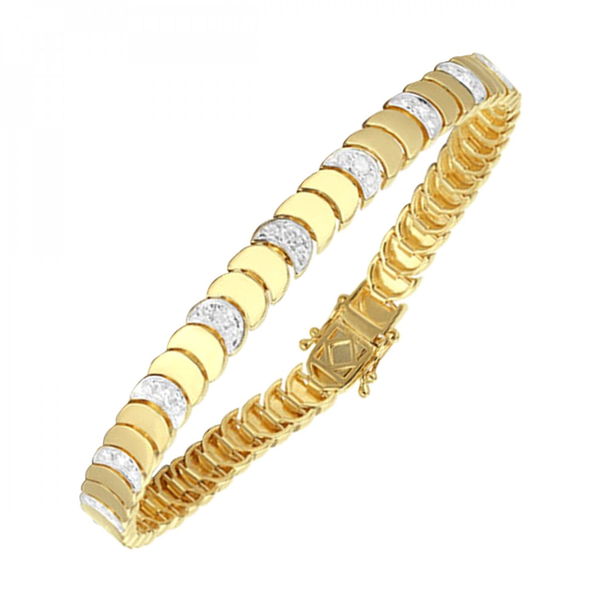 Diamond Disc Link Bracelet 14K Yellow Gold .50 CTW