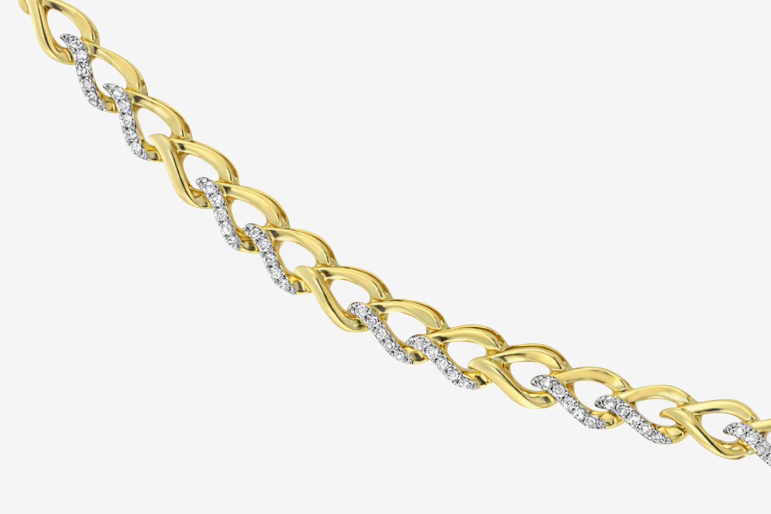 14k Yellow Diamond-Accented Yellow Gold Link Bracelet