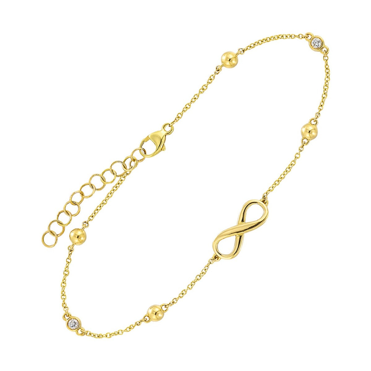 14K Yellow Gold Diamond Infinity Bracelet