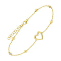 14K Yellow Gold Diamond Heart Bracelet
