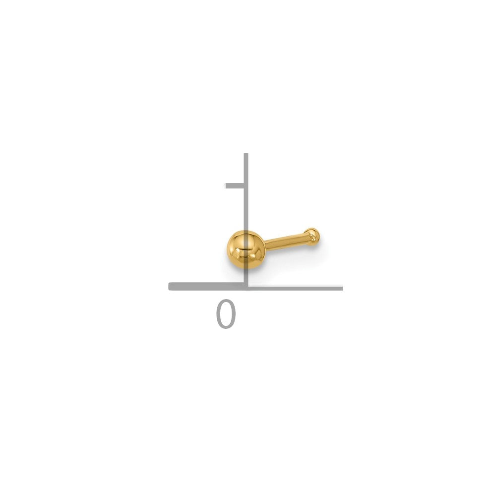 Novelle 14k 22 Gauge Polished 2.5mm Ball Nose Stud