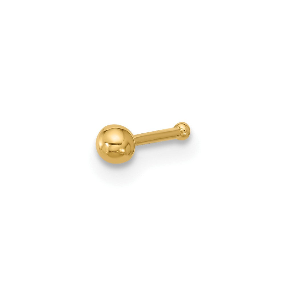 Novelle 14k 22 Gauge Polished 2.5mm Ball Nose Stud