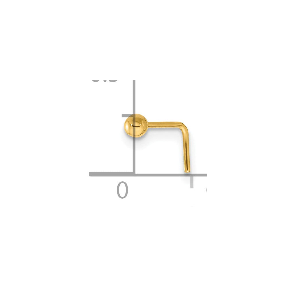 Eros 14k 22 Gauge Polished 2.5mm Ball Nose Stud