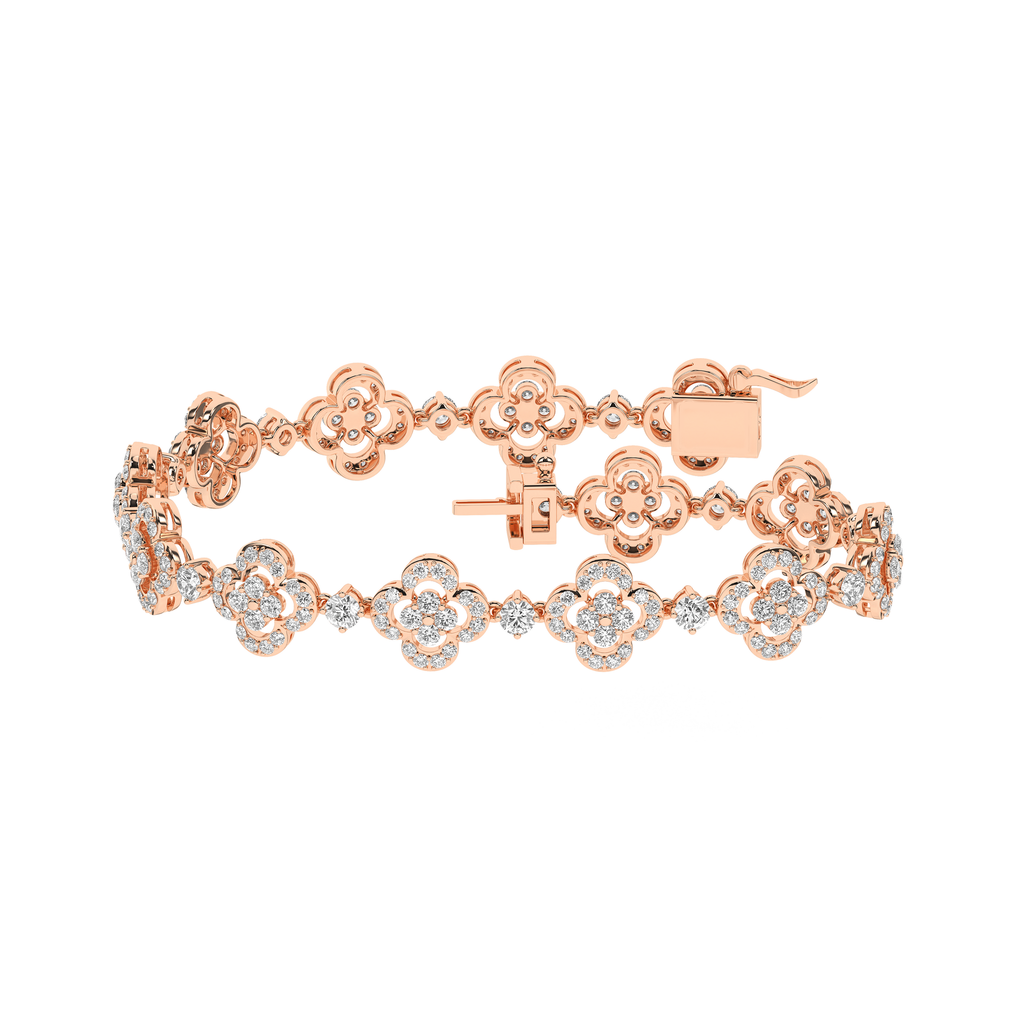 Diamond Clover Leaf Bracelet (Round)