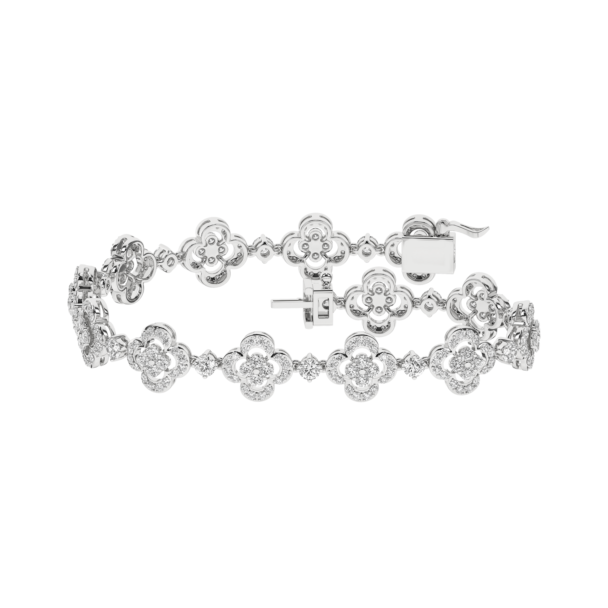 Diamond Clover Leaf Bracelet (Round)