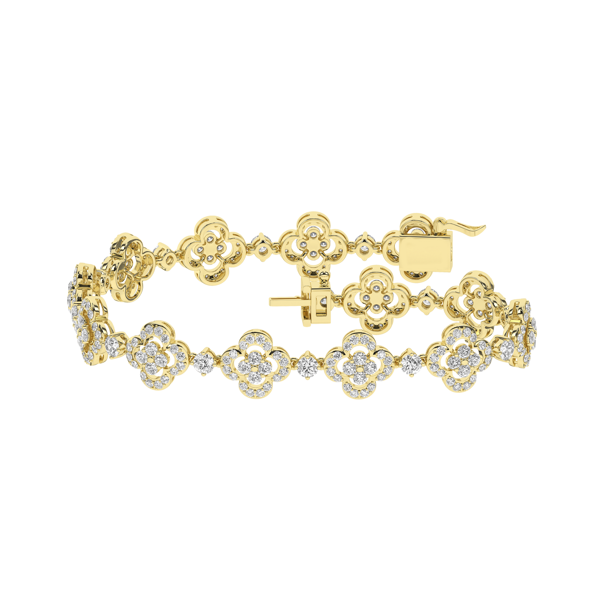 Diamond Clover Leaf Bracelet (Round)