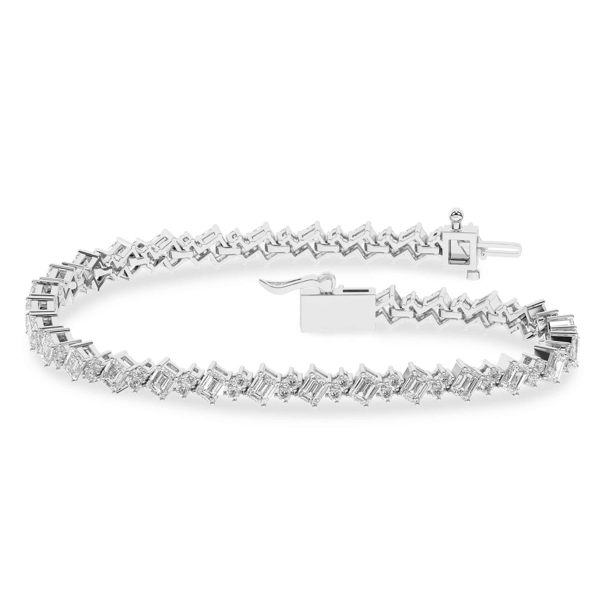 Angled Tennis Bracelet (Emerald/Round)